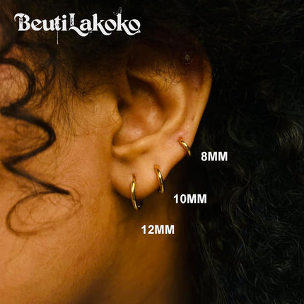 Hypoallergenic Titanium Hoop Earrings, Gold 12mm