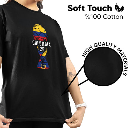 Colombia 26 Soccer Fan T-Shirt - Black, Medium