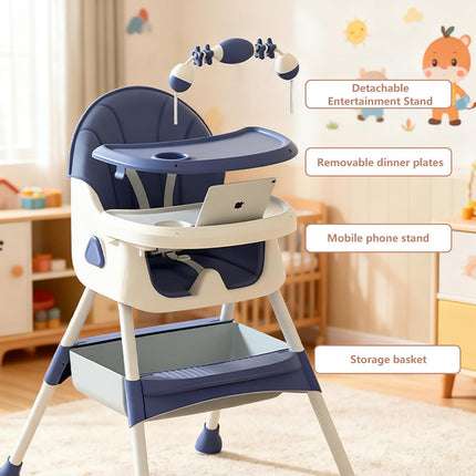 Foldable 4-in-1 Baby High Chair for Babies & Toddlers, Blue