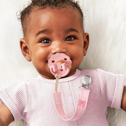 Fabric Pacifier Strap Set – Universal Clip, Pack of 2 in Bows & Floral