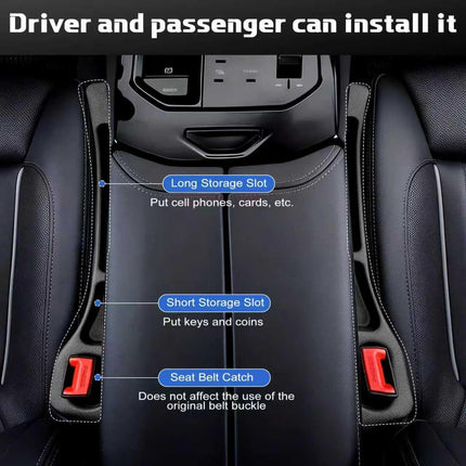 4PCS Black Universal Car Seat Gap Filler Organizer with Storage Slot