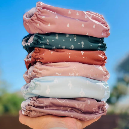 3.0 Pocket Cloth Diapers for Babies with AWJ Lining, 6 Pack with Inserts - Simply Neutrals