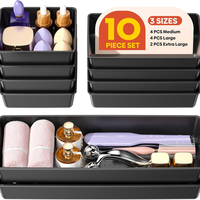 10 Pack Large Size Plastic Drawer Organi - main view