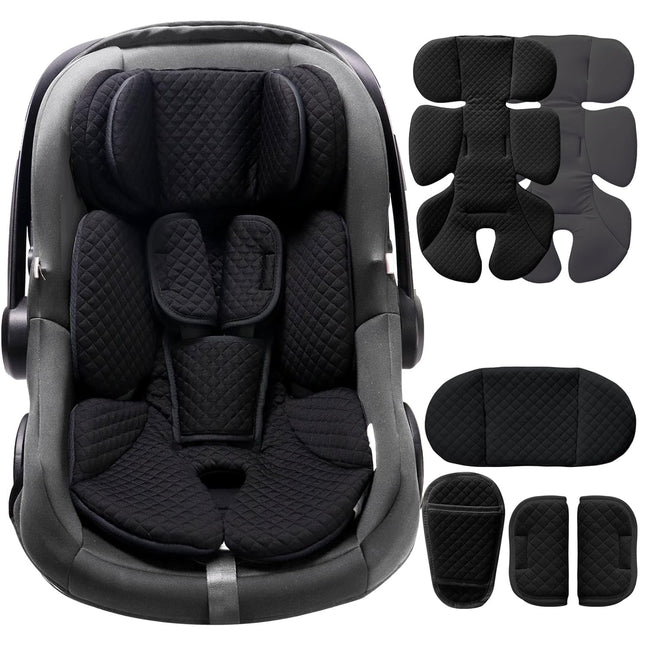 Adjustable Infant Car Seat Insert with Reversible Head and Body Support - Black