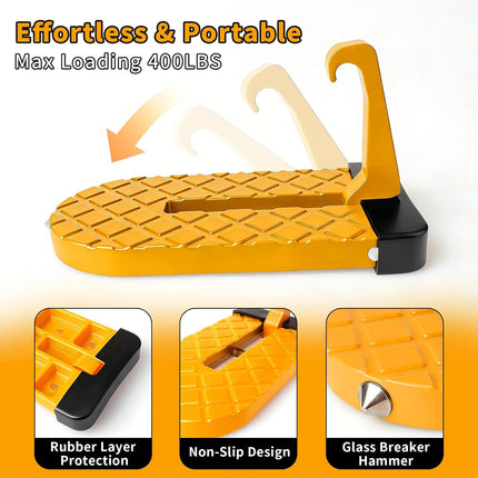 Yellow Foldable Car Door Step for Roof Access