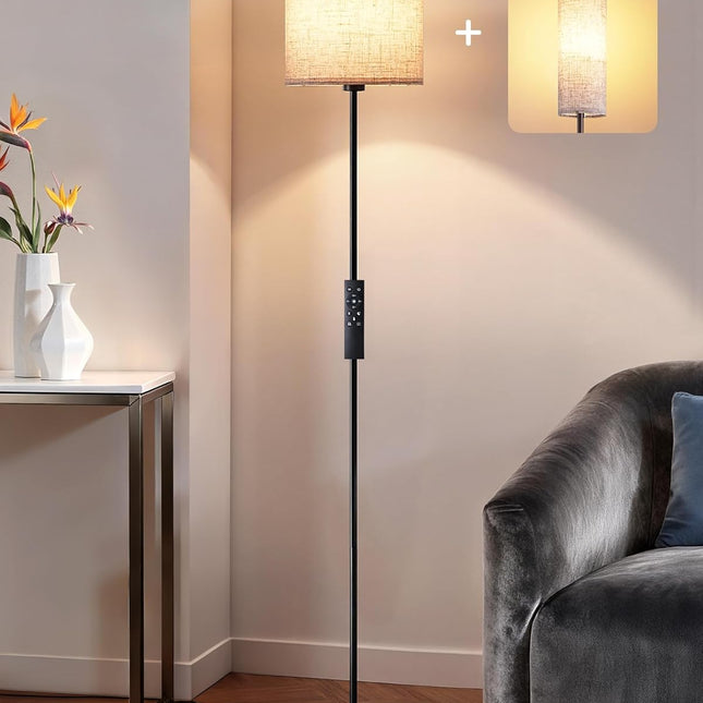63.7 in. Modern Black Dimmable Floor Lamp with Remote and Foot Switch
