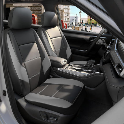 Black & Gray Faux Leather Front Bucket Seat Covers, 2-Pack