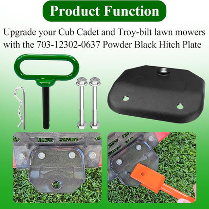 Hitch Plate with 1/2" Pin, R Clip, 2 Pcs Bolts & Nuts, Universal Heavy Duty Zero Turn Mower Trailer Hitch