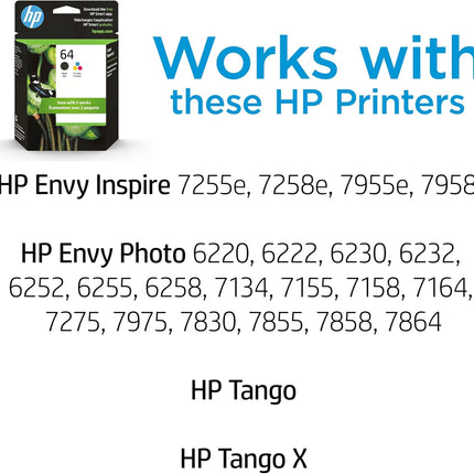 64 Black & Tri-Color Ink Cartridges Combo Pack | X4D92AN