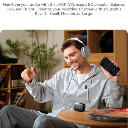 Wireless Microphone for iPhone & Android, 48kHz/24-bit Audio, 3-Level Noise Cancellation, 200m Range, Magnetic Mini Mic, 2TX + USB-C RX