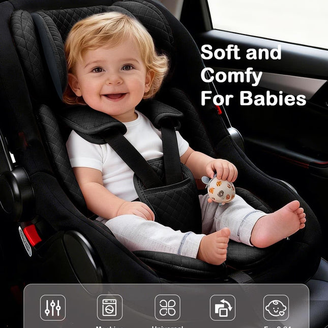 Adjustable Infant Car Seat Insert with Reversible Head and Body Support - Black