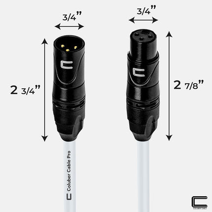 Balanced XLR Cable Male to Female - 5 Feet White - Pro 3-Pin Microphone Connector for Powered Speakers, Audio Interface or Mixer for Live Performance & Recording