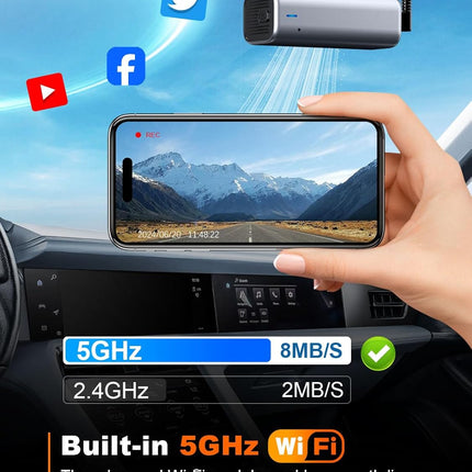 4K Front Dash Cam with Built-in 5G WiFi and 64GB Card