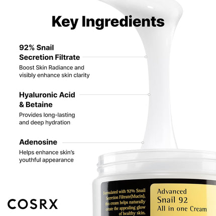 Snail Mucin 92% Face Moisturizer, 3.52 Oz, Lightweight Moisturing Cream — Beauty & Self-Care