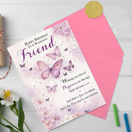 Butterfly Floral Birthday Card for Best Friend
