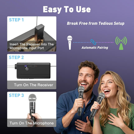 Wireless Handheld Microphones with 2.4GHz 500 ft Range