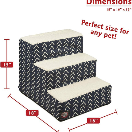 3-Step Portable Pet Stairs with Washable Navy Cover