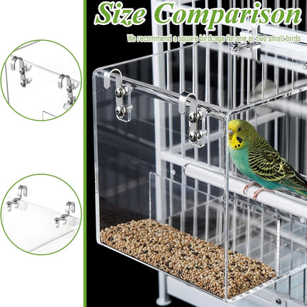 PawHaven RefugioPata No Mess Bird Feeder for Cage Acrylic, Large Bird Cage Pet Feeder Seed Food — Pet Supplies