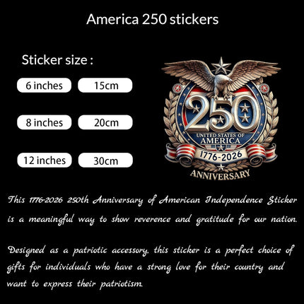 5PCS USA 250th Anniversary Patriotic Vinyl Decals 1776-2026
