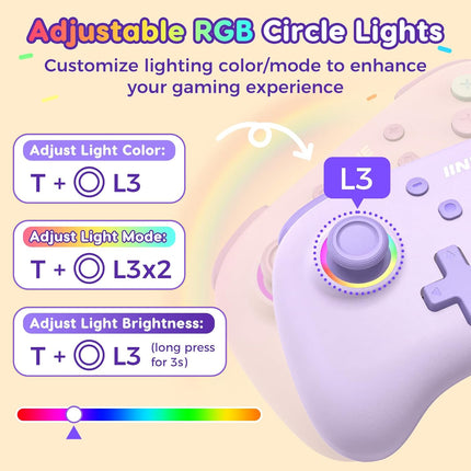 Wireless Mini Pro Gamepad with RGB Lights - Purple