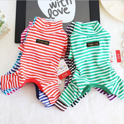 Soft Cotton Striped Dog Pajamas for Small Dogs, Cats, and Puppies, 2-Pack