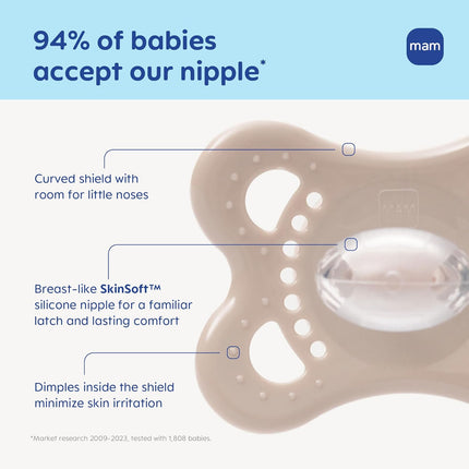 Original Matte Baby Pacifiers 0-6 Months, 2 Pack with Sterilizer Case