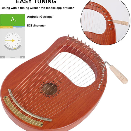 16-String Lyre Harp with Bag and Tuning Wrench