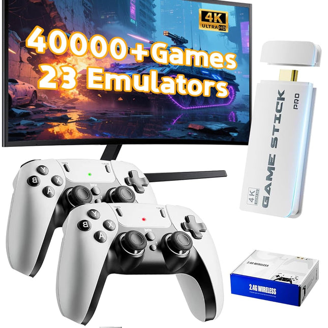 2027 Upgraded Retro Gaming Console Stick Pro - Natural White
