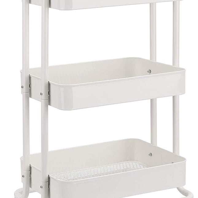3-Tier Rolling Utility Cart, White