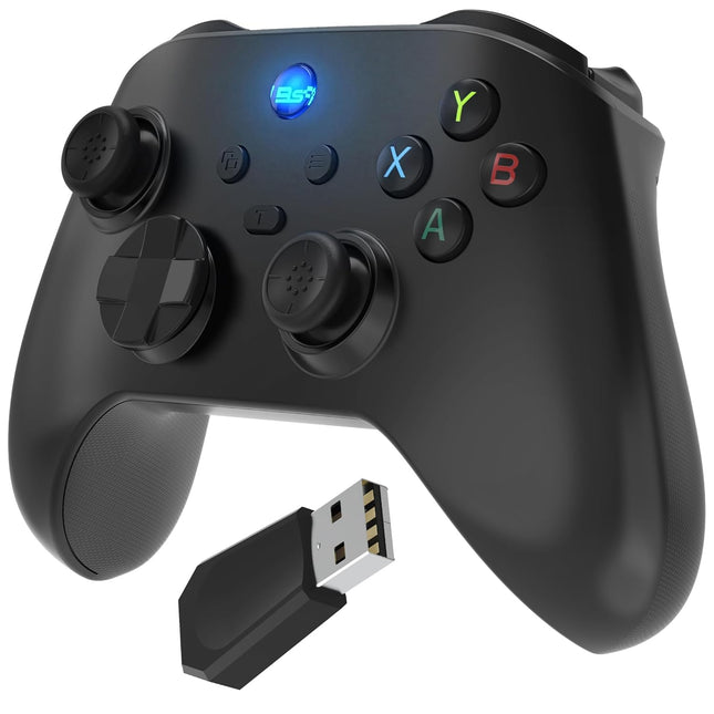 2.4G Wireless Gaming Controller with Hall Effect Triggers, USB Dongle, Programmable Buttons, Black