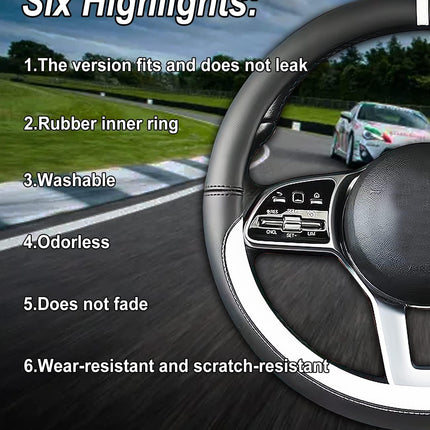 Custom-Fit Black Nappa Leather Non-Slip Steering Wheel Cover