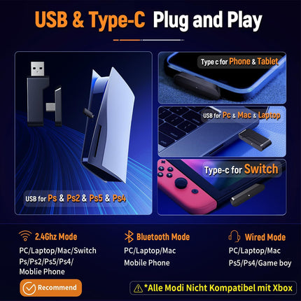 2.4GHz Wireless Gaming Headset with Flip Microphone