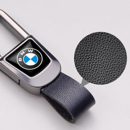 Black Leather Braided Car Keychain Key Ring