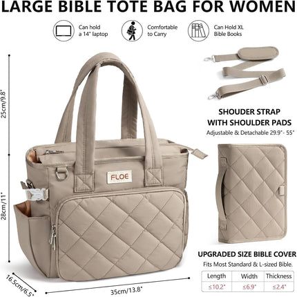 SourceToHome FuenteACasa Large Bible Bag w/Bible Cover Case for Women, Puffer Bible Tote Bag — Home & Lifestyle