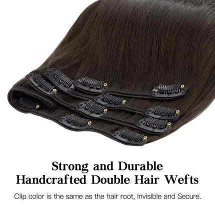 Dark Brown 18 Inch Remy Human Hair Clip-In Extensions, 120g, 7 Pieces