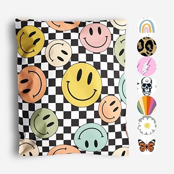 10x13 Smiles Checkerboard Poly Mailers, 100 Pack