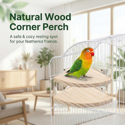 2-Piece Fan-Shaped Wood Flat Perch Set for Bird Cages