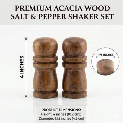 Hawaiian Acacia Wood Salt & Pepper Shaker Set, 4-Inch Natural Wood