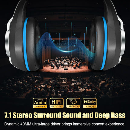 Wireless Gaming Headset for PS5, PS4 and Switch with RGB, Mic and 45H Battery