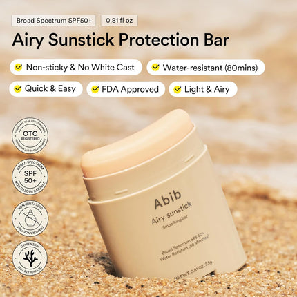 Airy Sunstick Protection Bar SPF50+ Broad Spectrum Sunscreen Stick