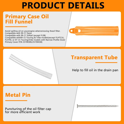 Complete Motorcycle Oil Change Tool Set with Filter Cap Wrench, Fill Tools & 30 O-Rings