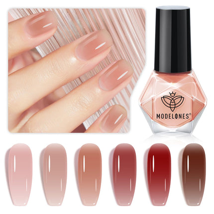 6-Color Sheer Nude Jelly Nail Polish Set