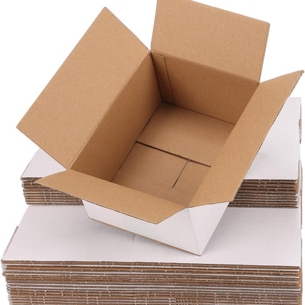 8x6x4 inch Shipping Boxes White Set of 30, Inner Size 7.9x5.9x3.9 inch Corrugated Cardboard Boxes
