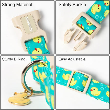 Ducky Pattern Adjustable Heavy-Duty Collar for Small Dogs, 11-16 Inch Neck