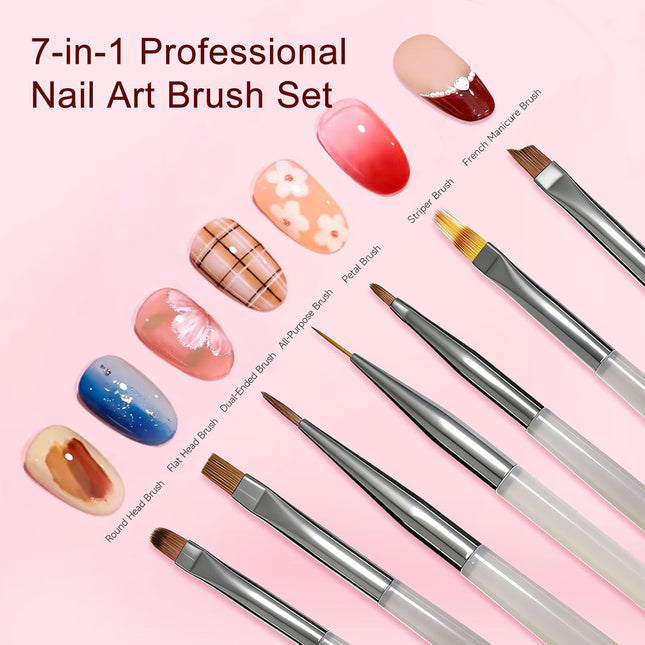 65-Piece Nail Art Tools Set with Brushes, Dotting Pens, Cat Eye Magnet and Sponges