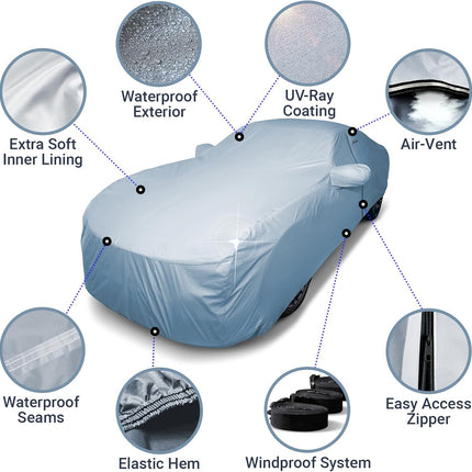 15-Layer Waterproof All-Weather Full Car Cover, Size C10