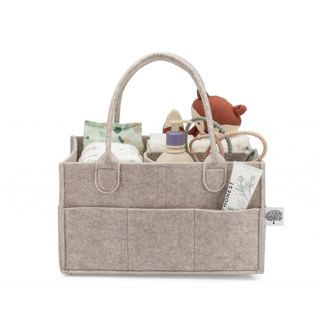 Diaper Caddy - Nursery Storage Bin and Car Organizer for Diapers and Baby Wipes - Oatmeal, Regular