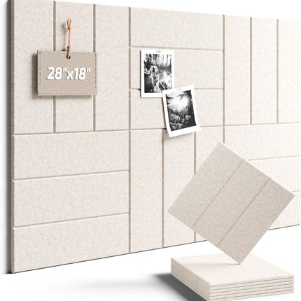 Felt Bulletin Board Tiles - 28" x 18" Oatmeal 6-Pack with 40 Adhesive Tabs