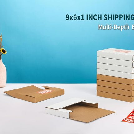 9x6x1 Inch Shipping Boxes for CD, DVD, and Book Mailing, 25 Pack