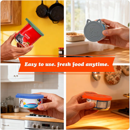 4 Pack Universal Silicone Pet Food Can Lids